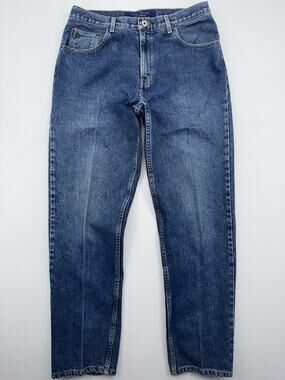 Vintage Guess Jeans USA Triangle Logo Mens Straight Leg Denim 34 Blue 90s USA